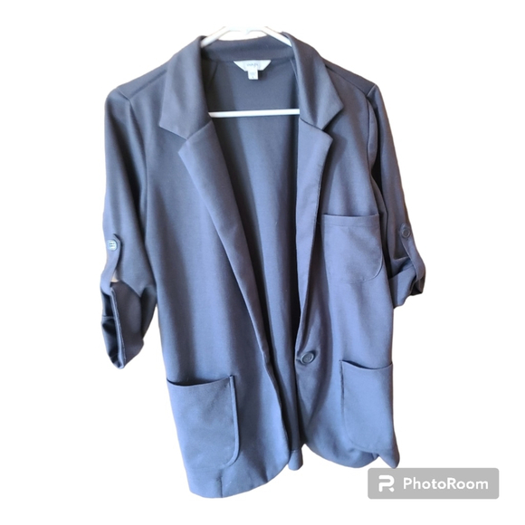 Energie Women's L Gray Jacket with 3/4 Roll-Up Sleeves - Picture 2 of 11